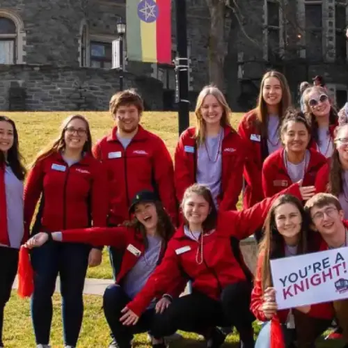 Student ambassador group photos at Scarlet and Grey Day