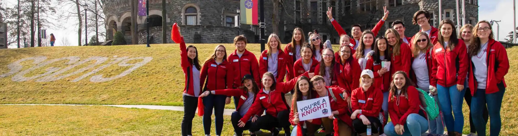 Student ambassador group photos at Scarlet and Grey Day