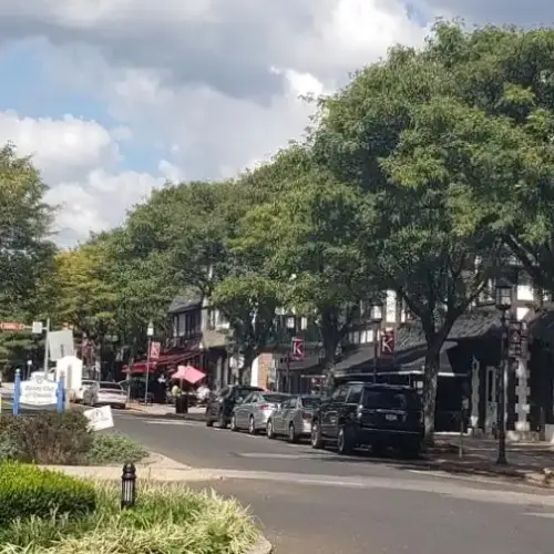 A photo of a road in the Keswick Village