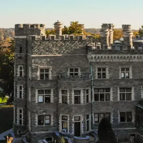 Areal view of Grey Towers Castle and Haber Green