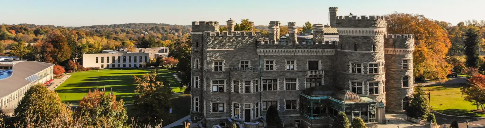 Areal view of Grey Towers Castle and Haber Green