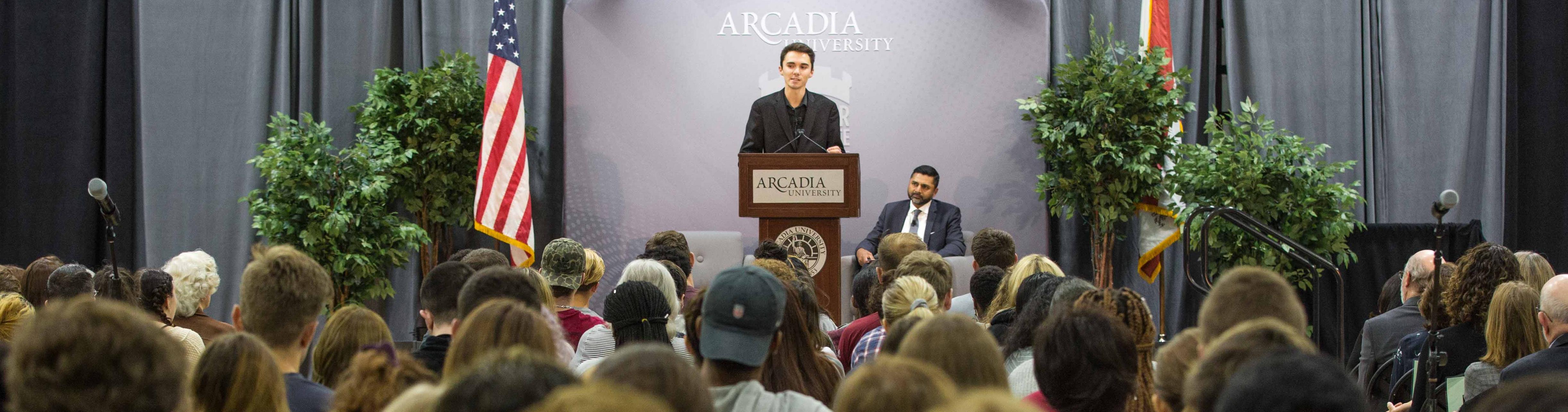 David Hogg speaks at Common Read presentation.