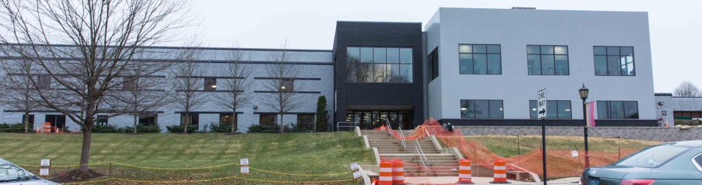 A wide shot of the Kuch Center under construction.