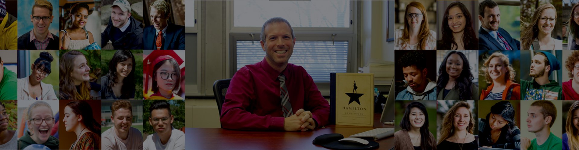 A collage of many headshots, centered is Dr. Matt Heitzman.