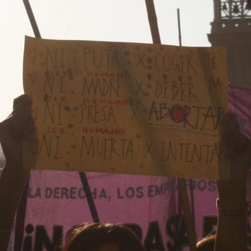 International women's right protest banners