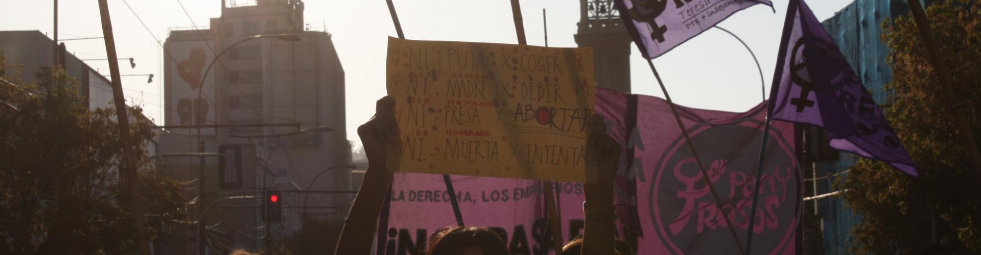 International women's right protest banners