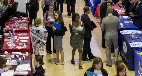 Students exploring employment opportunities at the Job Fair