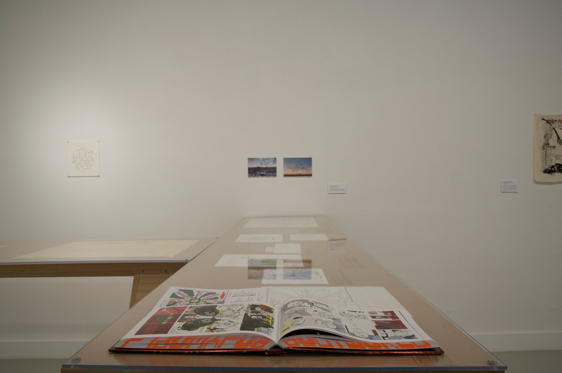 Installation view, "Nowhere: Selections from the Files of the Hand Drawn Map Association," 2010, Spruance Gallery, photo: Greenhouse Media