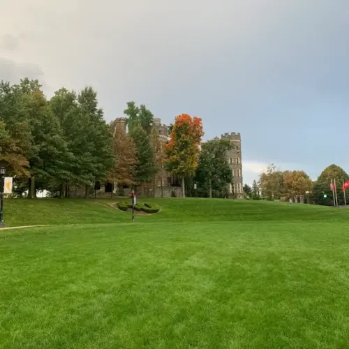 the castle and trees on arcadia's campus