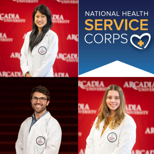 A collage of headshots of three PA students who received full-ride scholarships from the National Health Service Corps