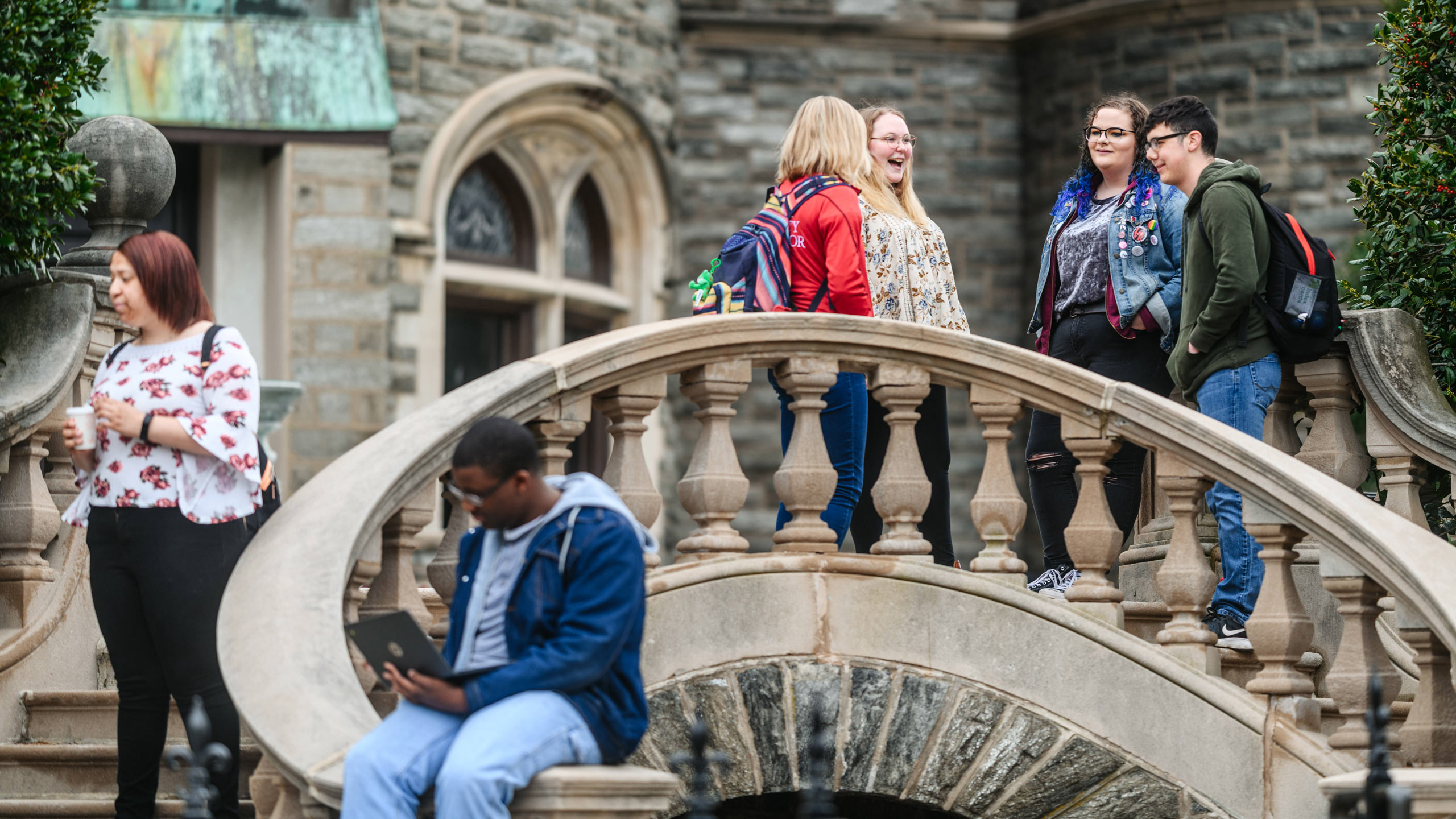 Arcadia students at the Grey Towers Castle.