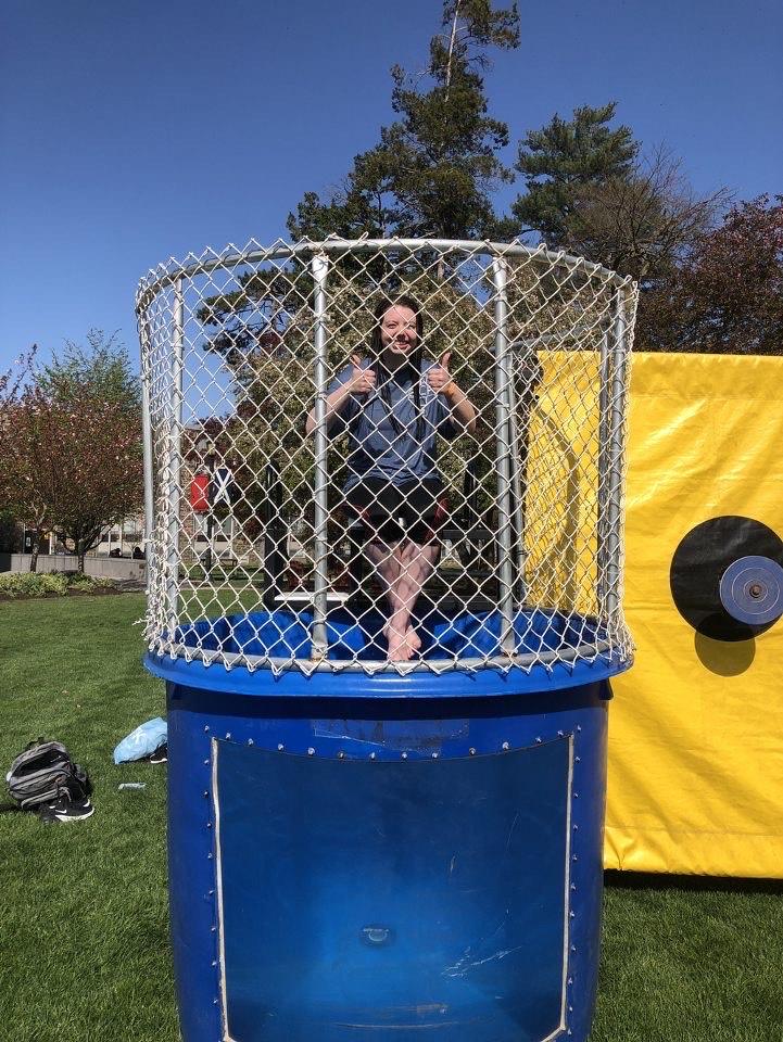 Brigid Whelihan '23 in a dunk tank