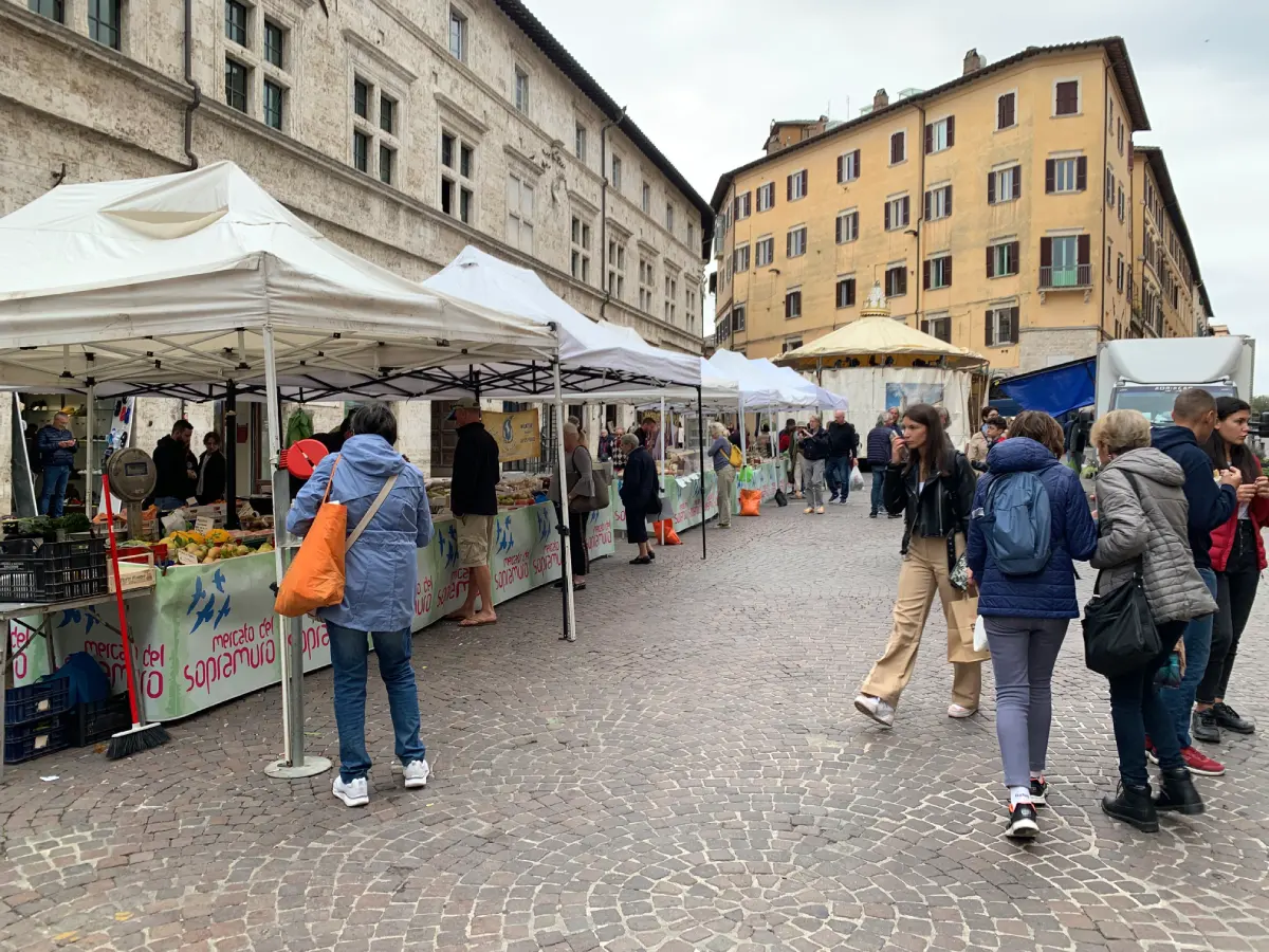 Some shops on the street in Italy.