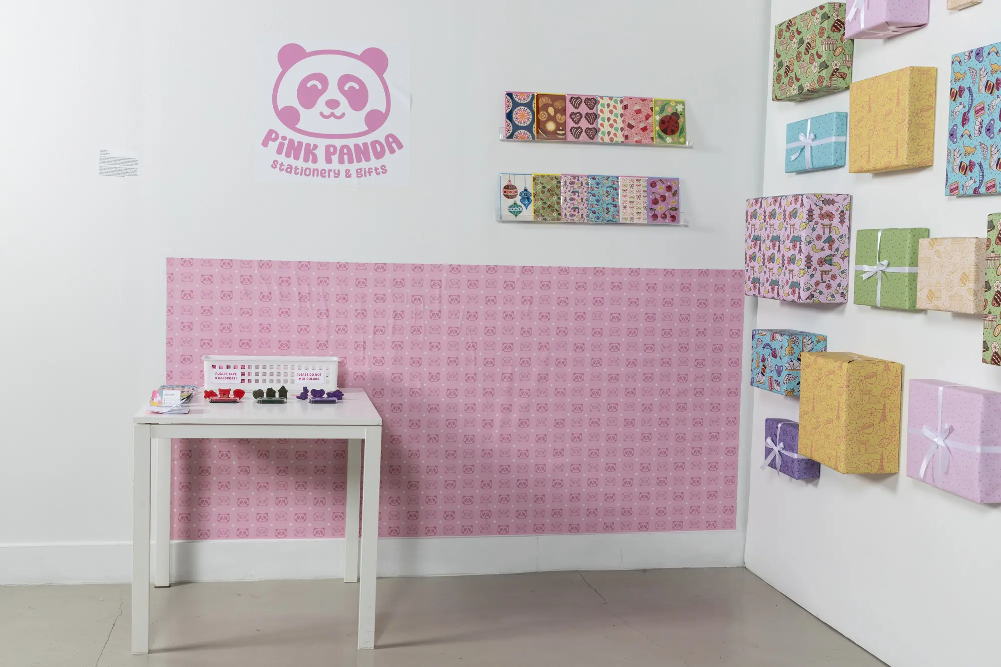 A display of a stationery store called Pink Panda