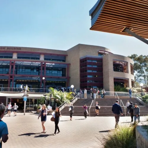 Front of main campus building at the University of Wollongong