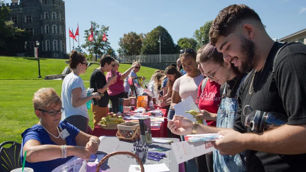 Students enjoying the Health and Wellness Fair on campus.