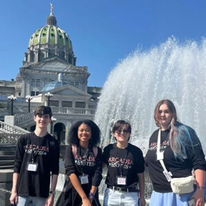 Arcadia students outside the PA State Capitol building