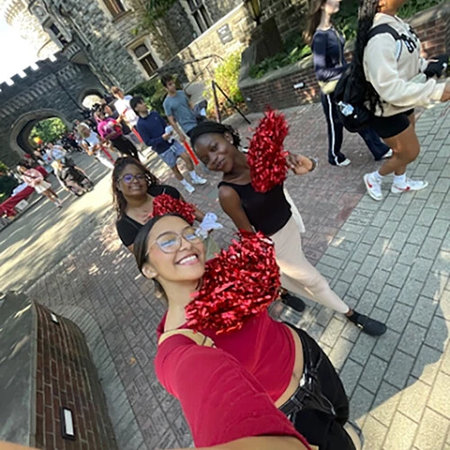 Makiyah and her friends on the walk of pride.