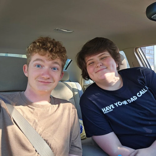 Jack Riley ’25 and his boyfriend, Ethan in a car.