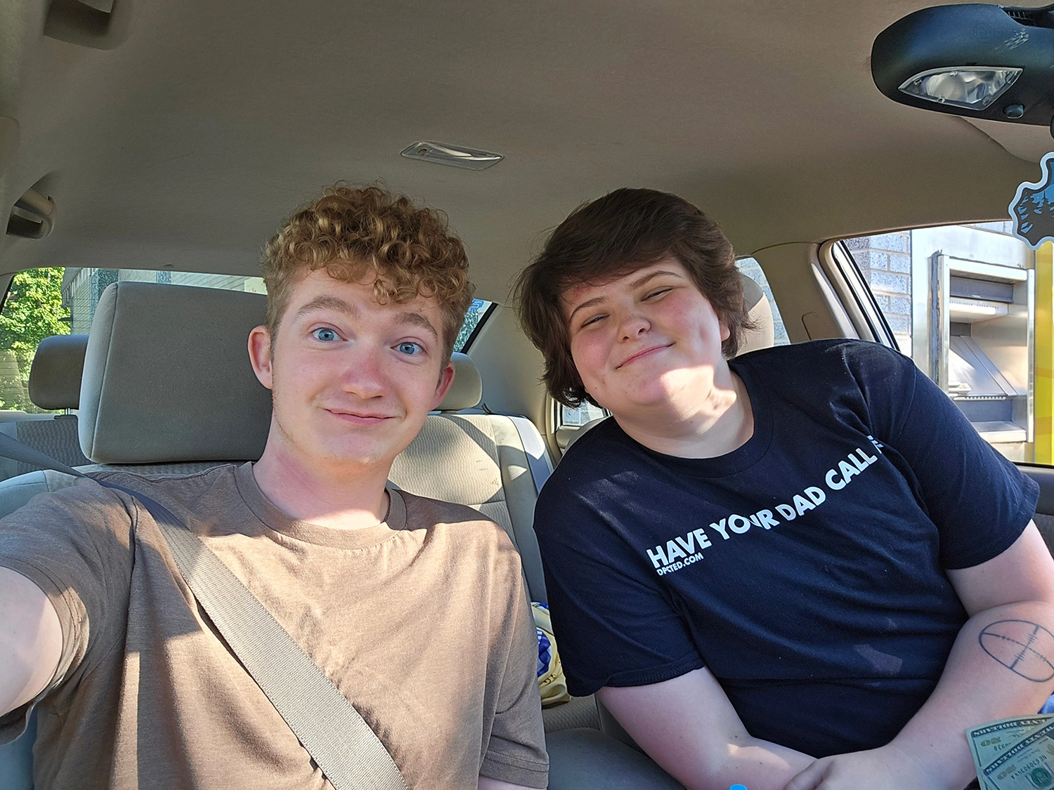 Jack Riley ’25 and his boyfriend, Ethan in a car.