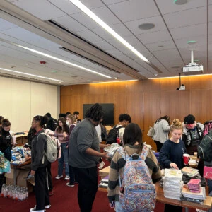 Students checking out the Pop-up Market in the Commons.